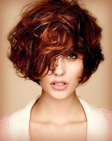 curly asymmetic short bob hairstyles 2016
