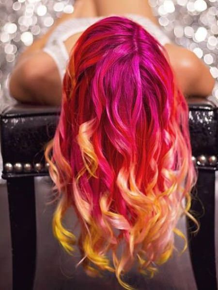 neon ombre two tone hairstyles for women
