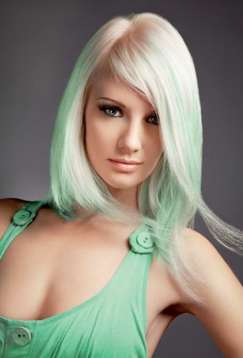 pastel-green blonde hair color ideas for women