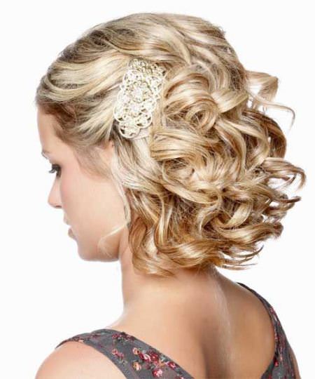 Airy curly updo wedding hairstyles for short hair