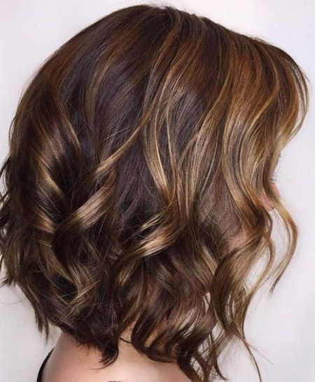 Brown curly hair with brown highlights short wavy hairstyles for girls