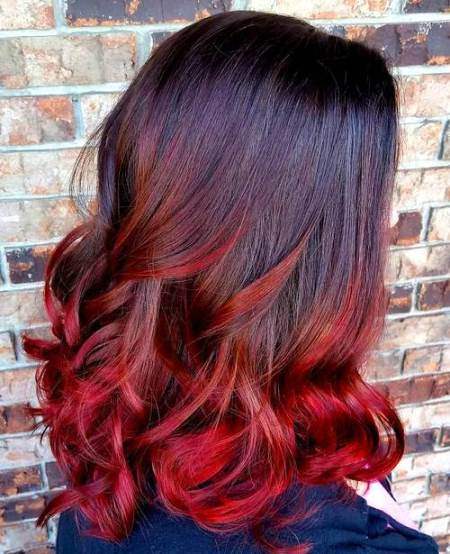 Burst of red ombre hair