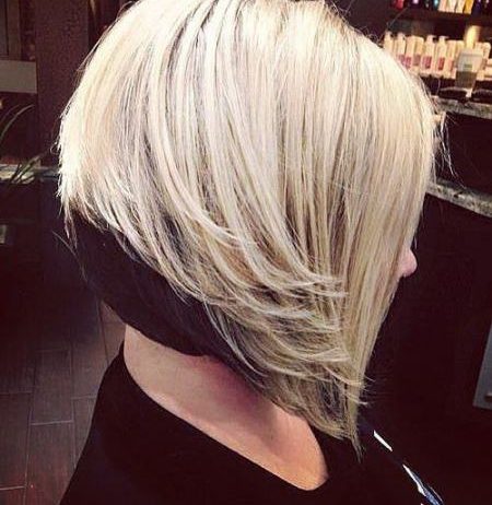 Dark and light inverted bob haircut