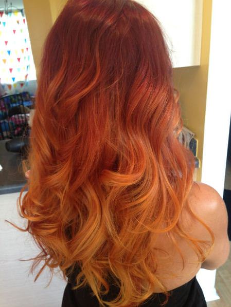 Day glow vibrancy red ombre hair