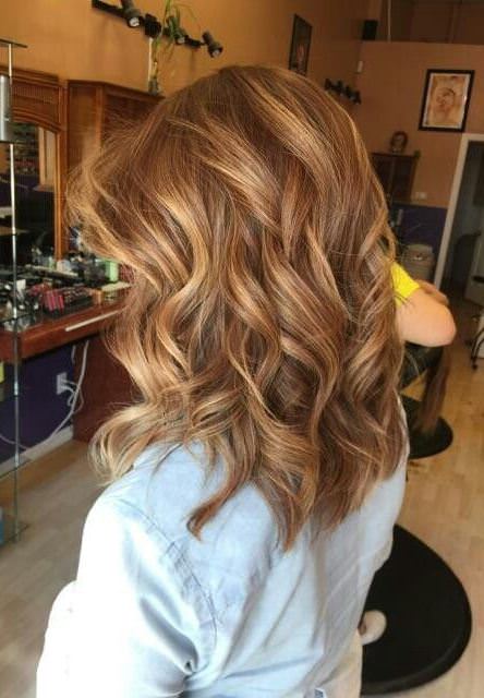Mid length brown balayage natural curly hairstyles