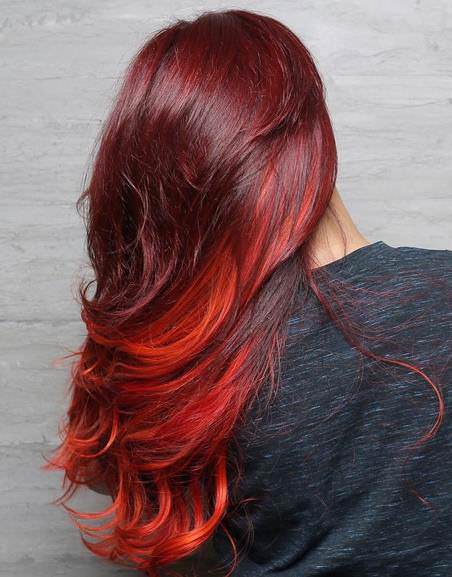 Mulitiple beauty red ombre hair color