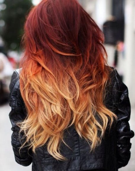 Ombre hair with accent cut red ombre hair