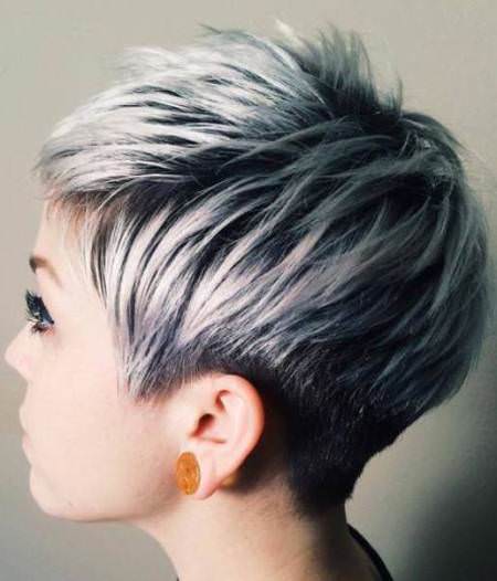 Sleek silver ombre hair ideas for cropped locks