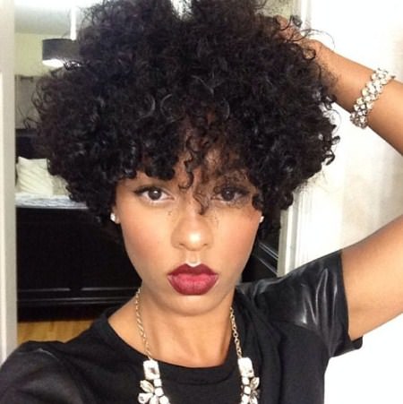 afro curly pixie haircuts with bangs
