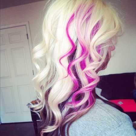 blonde hair with pink streaks hair color ideas for chunky highlights