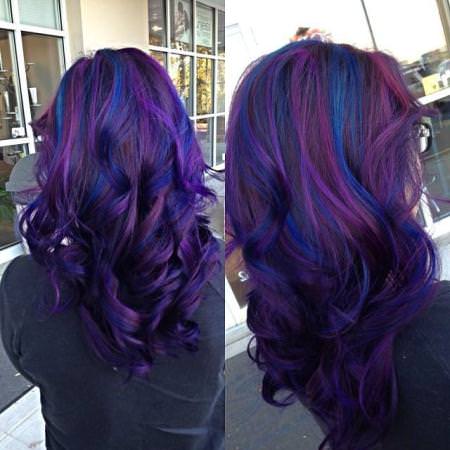 blue hair color with purple highlights hair color ideas for chunky highlights
